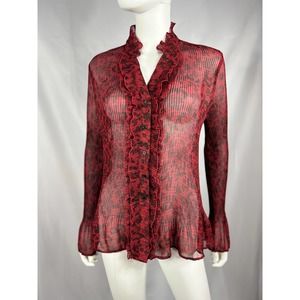 1990's Red & Black Print Blouse